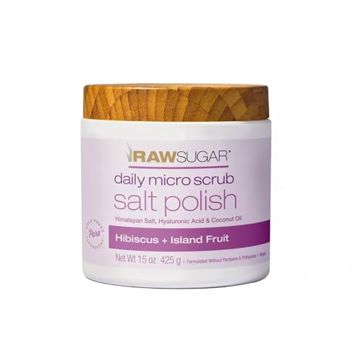 RawSugar Daily Micro Salt Scrub for Body Exfoliates & Brightens 15 oz