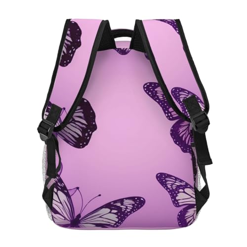 Casual Backpack for Women Men Many Purple Butterfly Lightweight Daypack Large Capacity Nurse Bag4