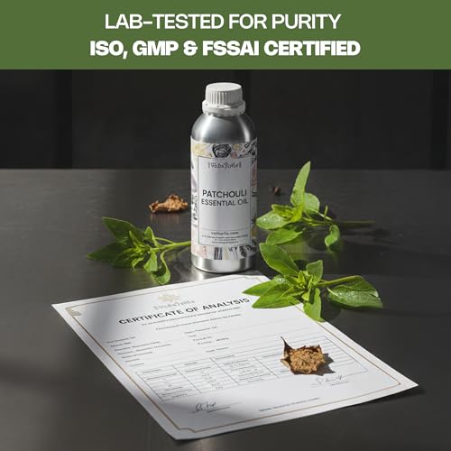 Image of VedaOils Patchouli Essential Oil 100ml | Pure & Natural Patchouli Oil for Anxiety Relief, Skin & Hair Care, Aromatherapy, Diffusers & Home Fragrance