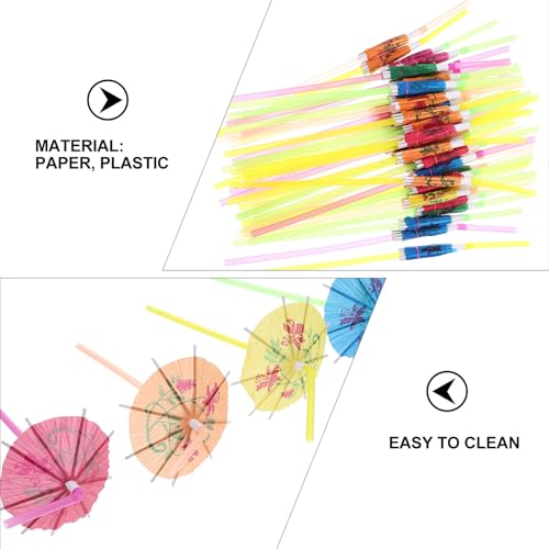 100 pitillos desechables con sombrilla de flor miniatura 3