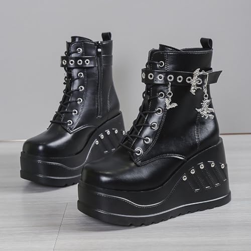 Image of Ulalaza Women Mary Jane Dress Pumps Lolita Shoes Cute Platform Gothic Double Ankle Strap Round Toe Chunky Heel Uniform Pumps Shoes Perfect for School Party Business Work Dance Date Night Club