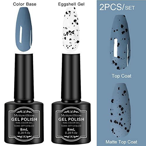 Miniatura 2 de Juego de 2 esmaltes de cáscara de huevo, esmalte de uñas semipermanente, juego de barniz de manicura para bricolaje en casa (0.3 fl oz), elegante