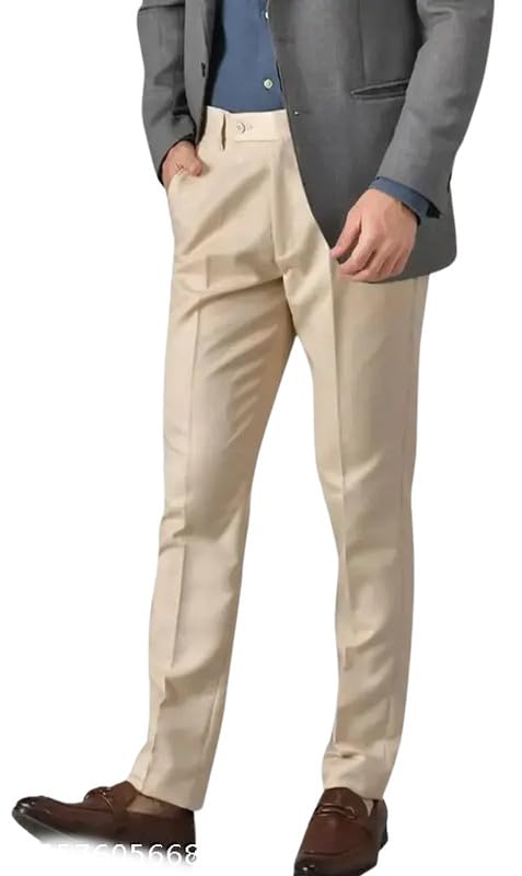 Men’s Solid Color Formal Trousers Regular Fit Work Pants