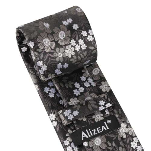 Image of Alizeal Mens 3.15'' Natural Flower Pattern Tie with Floral Pocket Square Set