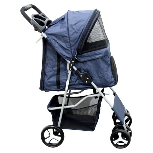 Carrinho de Passeio Pet com Porta Copo para Cães e Gatos - Preto