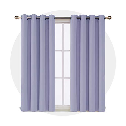 Image of Deconovo Blackout Curtain Darkening Panel for Bedroom or Living Room Grommet Thermal Insulated Reduce Drape, 52 x 63 Inch, Light Purple