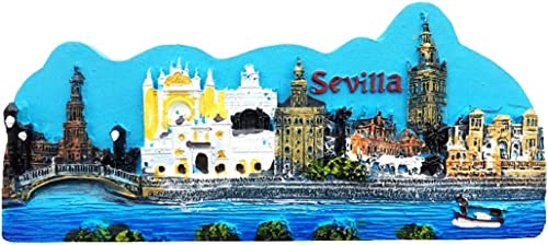 Imán decorativo para nevera, diseño de castillo de Alcázar, catedral, Sevilla, España, para...