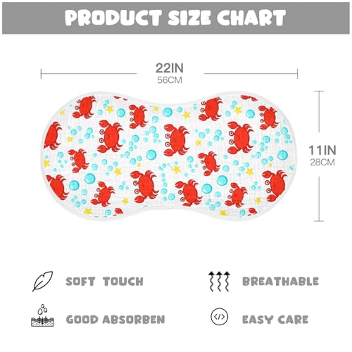 Cartoon Red Crabs Muslin Burp Cloths for Baby 4-Layer Absorbent Cotton Large 22" x 11" Soft Spit Up Rags for Newborns Boys Girls, 4 Pack2