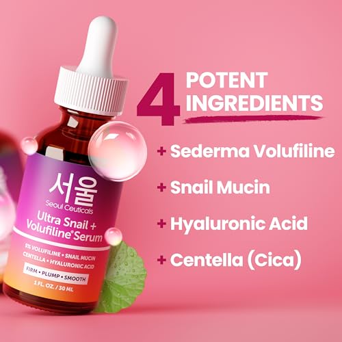 SeoulCeuticals Volufiline Serum + Snail Mucin - Extra Large 30ml 100% Sederma Volifiline Korean Skincare - Volufine Plumping Skin Care for Face 1oz - Image 4