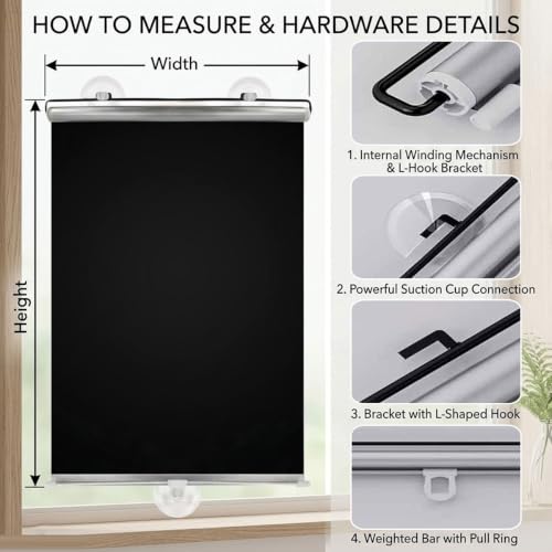 Store enrouleur à ventouses occultant et isolant W80 x H150cm