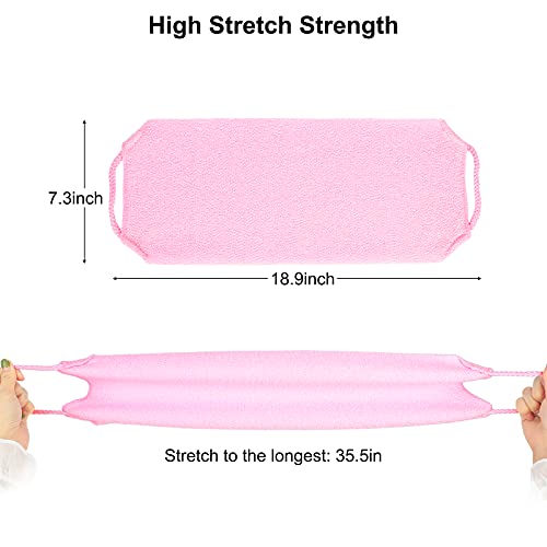Image of Back Scrubber for Shower，WOVTE 2 Pack Stretchable Nylon Exfoliating Body Scrubber Washcloth Towel Deep Cleans Skin Massages Blood Circulation Back Washer for Shower Men Women