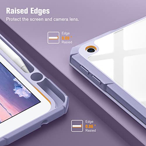 Image of Fintie Hybrid Slim Case for iPad 9th / 8th / 7th Generation (2021 /2020 / 2019) 10.2 Inch - [Built-in Pencil Holder] Shockproof Cover with Clear Transparent Back Shell, Lilac Marble