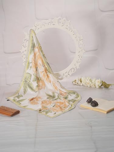 Image of Printed Poly Silken feel Scarf Stole for Women | Stylish, Soft, & Lightweight | Satin Feel Neck Scarf, Hair Scarf, Head Scarf for Women