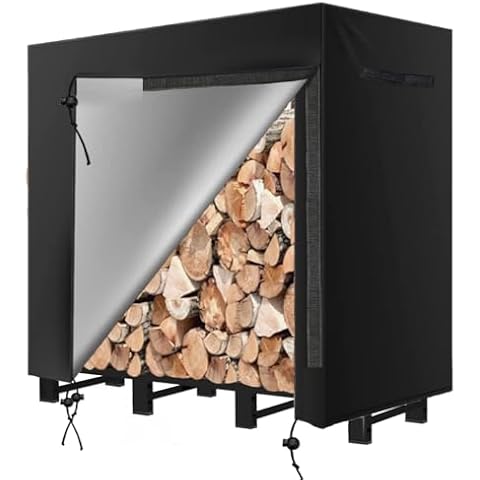 Sqodok Firewood Rack Cover 600D Waterproof Log Rack Cover 4FT Indoor Outdoor Wood Cover All Weather Protection Firewood Holder Cover Wood Storage Cover Cover