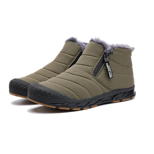 Snow Boots Waterproof Winter Shoes Men Fur Lined Ankle Boots Zipper Closure Slip on Outdoor Women