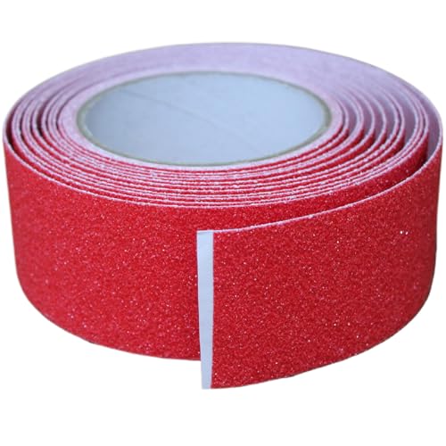 Image of Anti Slip Tape 2 Inch Wide, Waterproof Grip Adhesive Heavy Duty High Traction Friction for Indoor /Outdoor Steps (17 Ft /Red).