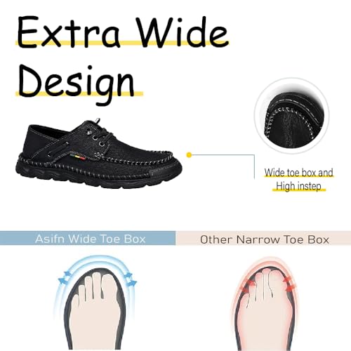 Asifn Mens Lace-up Loafers Fashion Casual Leather Shoes Non-Slip Driving Shoes Lightweight Comfortable Walking Shoes3