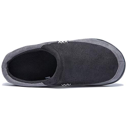 Image of NewDenBer Men's Warm Memory Foam Suede Plush Fleece Lined Slip on Indoor Outdoor Clog House Slippers