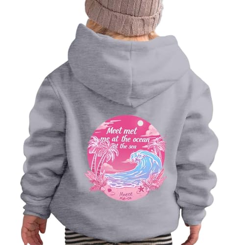 Cropped Hoodie Kids Cute Fleece Lightweight Off Shoulder Sweatshirt For Girls 10-12 With Pocket Long Sleeve Floral Print Fall Zip Hoodie Boys Gray 9-10 Years First Day Of School Outfits