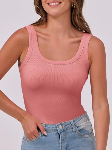 Image of ANRABESS Womens Sleeveless Scoop Neck Tank Top Ribbed Fitted Summer Basic Slim Cute Tops 2026