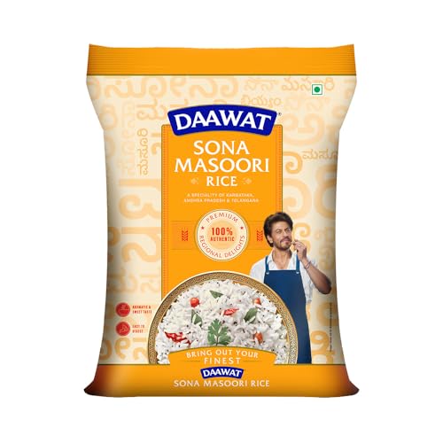 Image of Daawat Sona Masoori Rice 1 kg | Premium Medium Grain Rice | 100% Authentic Regional Delight | Aromatic & Easy to Digest | Ideal for South Indian Meals