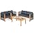 Tangkula Outdoor Wood Furniture Set, Acacia Frame Loveseat Sofa, 2 Single Chairs and Coffee Table, 4 Pieces Conversation Set with Cushions, Garden Balcony Poolside Living (1, Grey)