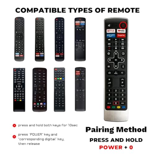 Image of Compatible VU LED Smart TV Remote | Replacement for Iconium Pixelight 4K Smart Android UHD HD TVs | Netflix YouTube Prime Video Hotstar Shortcut Keys | Suitable for Multiple Models & Sizes