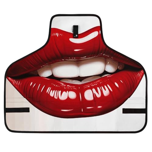 Delantal de trabajo con bolsillos y diseño de labios rojos miniatura 1