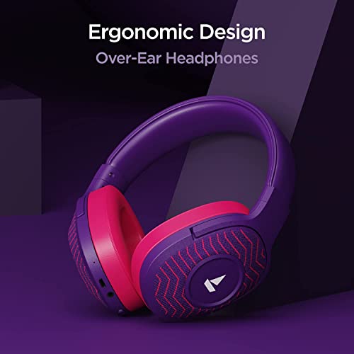 Image of boAt Rockerz 558 Sunburn Edition with 50MM Drivers, 20 Hours Playback, Physical Noise Isolation and Soft Padded Earcups Over Ear Wireless Headphone(Techno Purple)