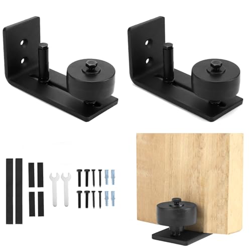 QWORK® 2 Piezas Guia Puerta Corredera Ajustables, Riele Puerta Corredera, Guía de Suelo para Puerta Corredera con Tornillo