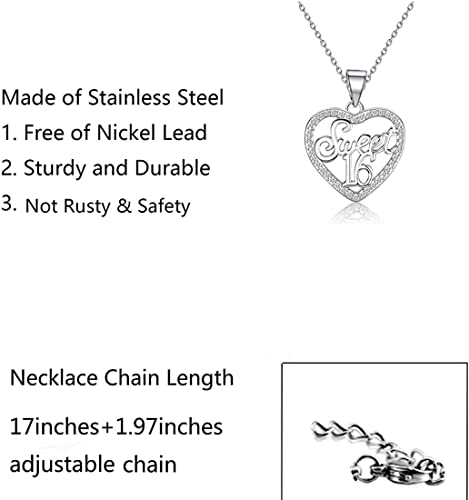 FUSTMW Sweet 16 Necklace Gifts 16th Birthday Gifts Sweet 16 Jewelry 16 Year Old Birthday Gifts2