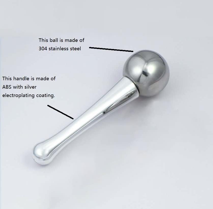 Miniatura 4 de @ PLATINUM Globo de hielo giratorio de acero inoxidable para la cara y el área de los ojos - Rodillo de enfriamiento y calentamiento con gel -