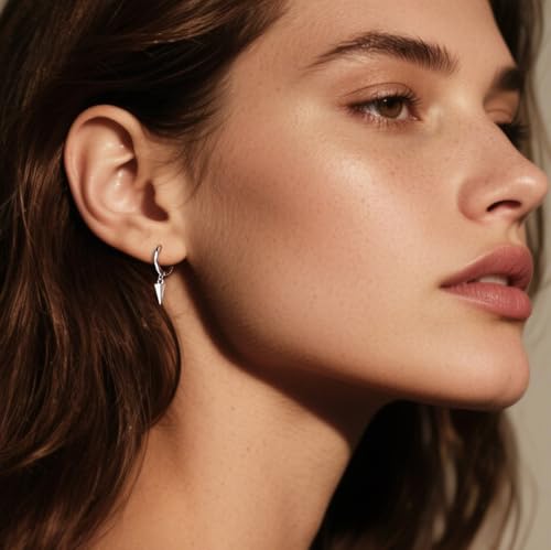 SLUYNZ 925 Sterling Silver Spike Hoop Earrings for Women Teen Girls Geometric Huggie Earrings Dangle2