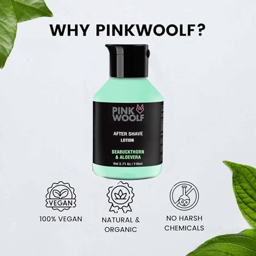 Image of Pink Woolf Shaving System for Men | Pre Shave Oil + After Shave Lotion | Smooth Shave & Post Shave Skin Comfort | Works with Safety & Cartridge Razors | SEABUCKTHORN ALOE VERA