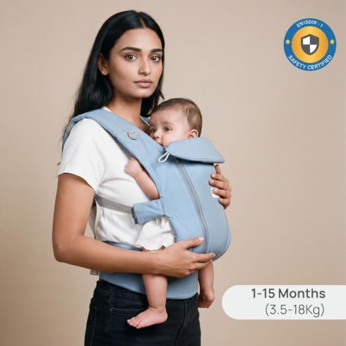 Image of Haus & Kinder Nubee Baby Carrier for New Born Baby, Soft Ergonomic Infant Carrier with Adjustable Straps, Breathable Hands-Free Kangaroo Bag, Lightweight Baby Carrier Upto 18 kg, 0-15 Months