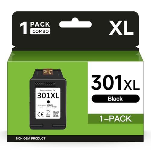 Firstoner 301XL Cartuchos de Tinta para 301 Cartuchos Negro Repuesto para 301 Cartuchos para Deskjet 1000 1050 1510 2050 2510 2540 OfficeJet 2620 2622 Envy 4500 4502 5530 5532(1 Negro)