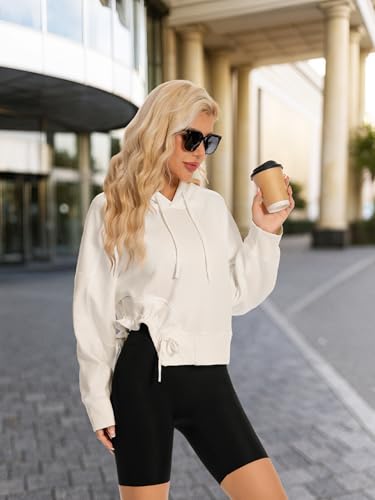DITOK Oversized Hoodies for Women Girls Cotton Y2K Pullover Sweatshirts Fashion Trendy Comfrt Hoodie for Travel Fall & Winter, Beige — view 3