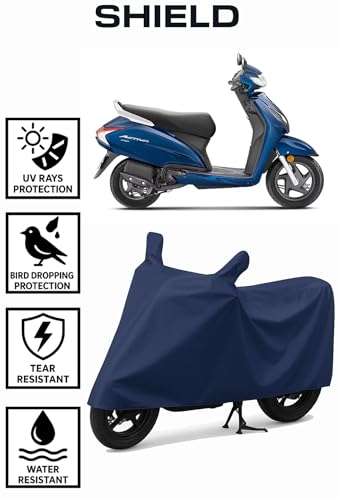 Image of Shield Heavy Duty Scooty Cover for Honda Actriva 6g | All-Season, Tear-Proof Fabric | with Side Mirror Pocket & Buckle Belt | Honda Actriva 6g Scooty Cover