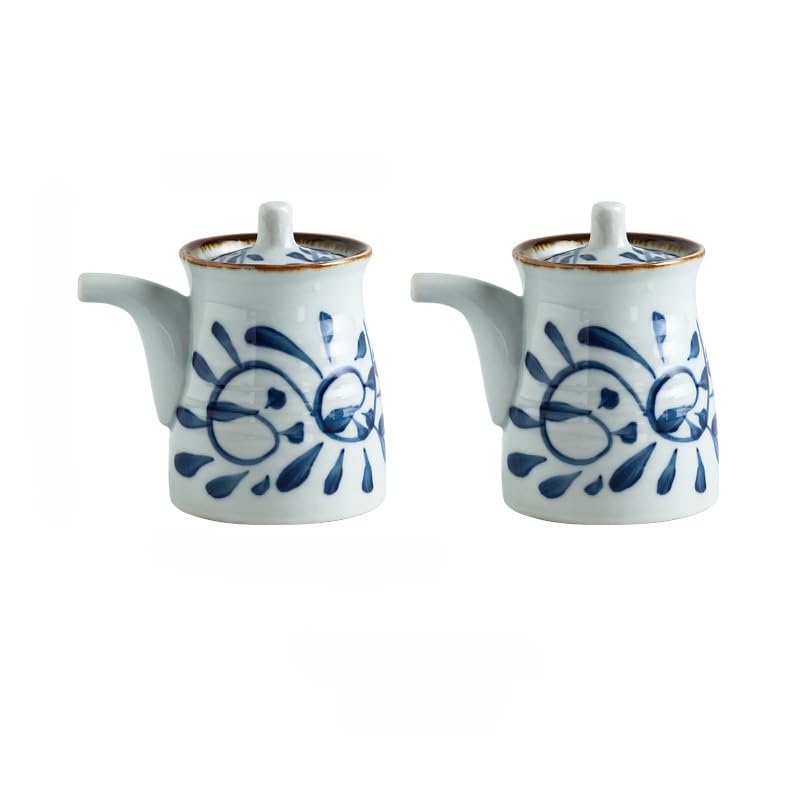 Botella dispensadora de aceite de oliva de porcelana blanca con tapa para cocina