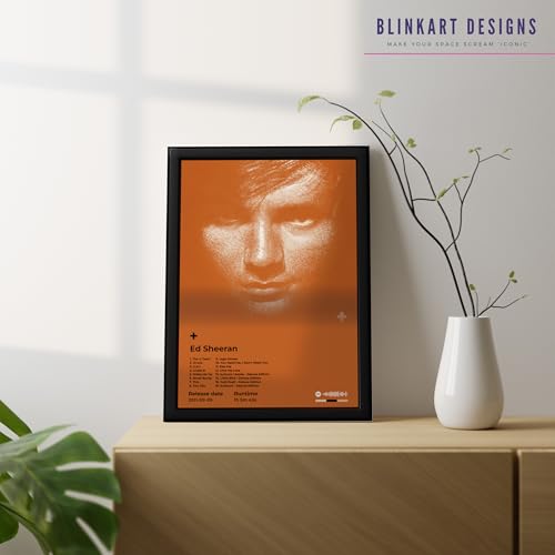 Image of BLINKART ED SHEERAN-+ Wall Photo Frames | Wall Art for Bedroom, Living Room, Studio or Office | Album Cover Print with Spotify Song Link QR Code | Gift for Fans - 8x12 In