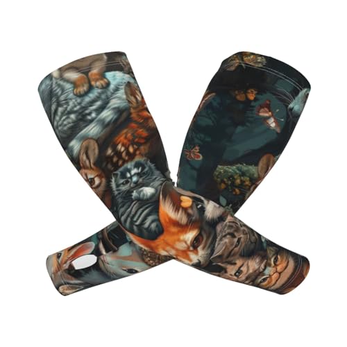 Rabbit Fox Forest Animal Gardening Sleeves With Thumb Hole For Women Men, Farm Sun Protection Thorn Proof Cooling Arm Sleeves To Cover Arms For Garden Sports