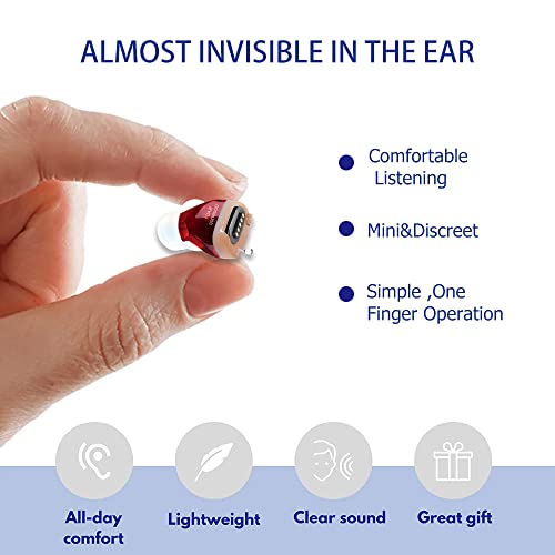 Mirasing Sa01 Rechargeable Hearing Aid,Hearing Amplifier,Voice Enhancer And Audio Sound Amplifier Device,Mini Invisible Ite Digital Hearing Devices For Seniors & Adults, Single (Red,Right) #TOP1