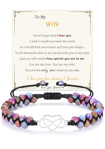 Image of Gifts for Daughter Granddaughter, To My Mom Grandma Wife Girlfriend Sister Jasper Heart Bracelets Birthday Graduation Anniversary Christmas Stocking Stuffers Valentines Mothers Day Jewelry