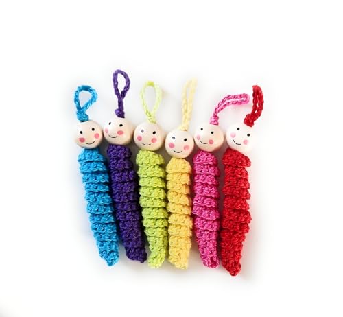 Sorgenwürmchen Glückswürmchen Worry Worm handmade gehäkelt Sorgenwurm 1 Stück (pink)