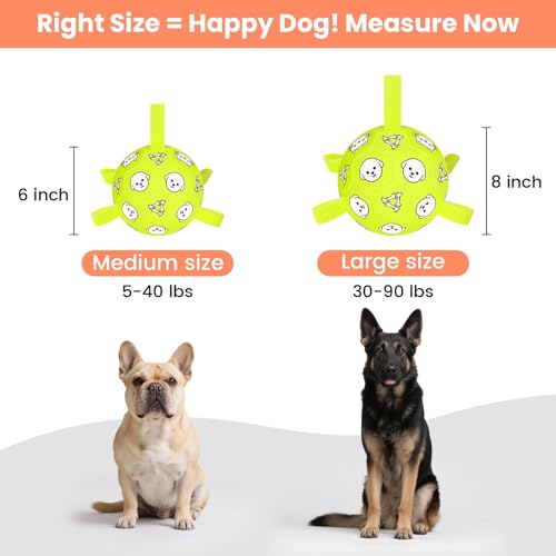 Image of 6 Inch Dog Soccer Ball, Interactive Dog Toys for Small Dogs | Floating Water Toys, Jolly Ball with Straps, Durable Outdoor Training Dogs Tug Toy, Outside Pet Toys, Birthday Gift for Puppy