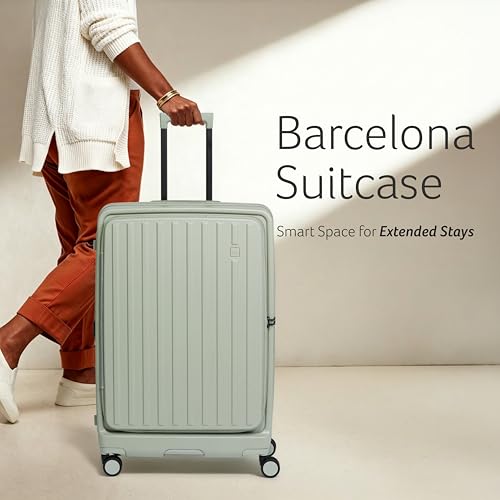 Image of Acer Barcelona Suitcase, 28 inch Check-in, with 360 Degree Spin 8 Wheels, TSA Lock, Top Opening, Expandable, Recycled Polyester Material, Green