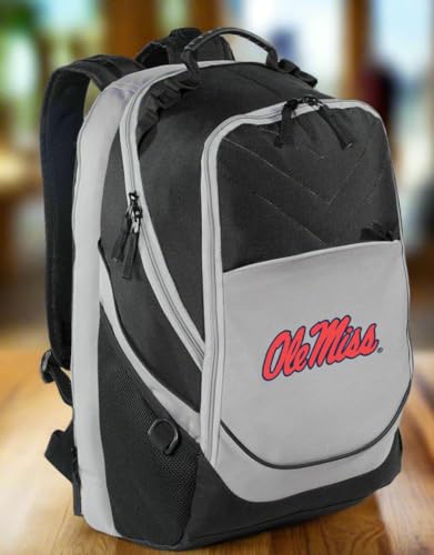Image of Broad Bay University of Mississippi Backpack | Official Ole Miss Logo, Padded Laptop Computer Section, Premium 600 Denier Nylon Fabric,