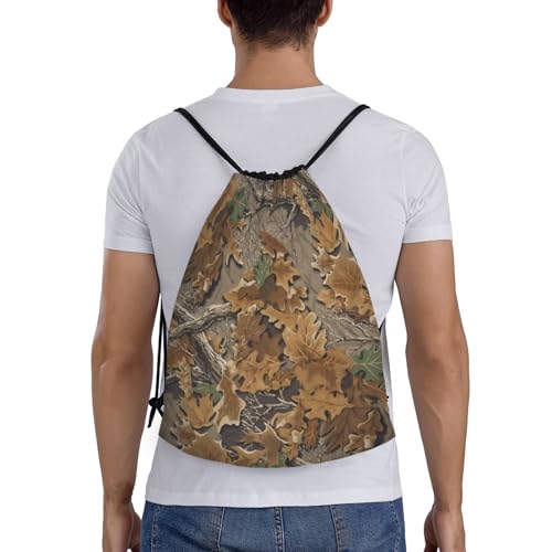 Tree Leaves Camo Drawstring Bags Backpack Bag 14x16.9 IN2