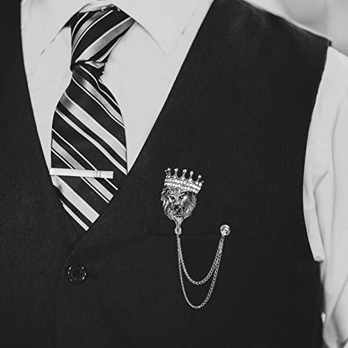 Vintage Animal Tassel Chain Lapel Pin for Men Women - Punk, Buck, Suit, Tie - Deer, Ram, Owl Rhinestone Collar Chain Pin for Boyfriend Gifts3