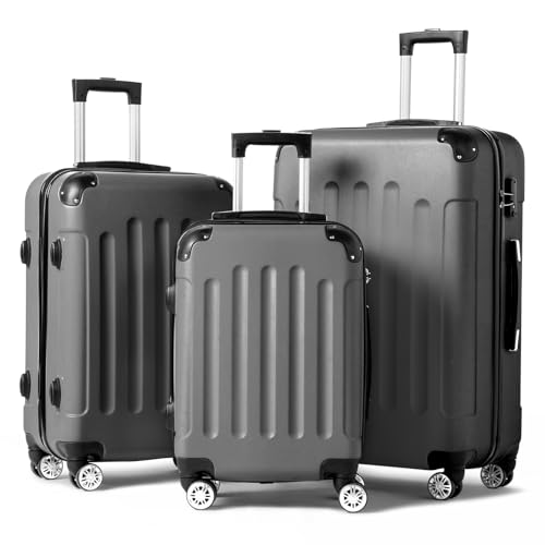 LALAHO Kofferset, 3-teilig (M, L, XL), Leichte Hartschalen-Trolleys aus ABS, Robust und Langlebig,...